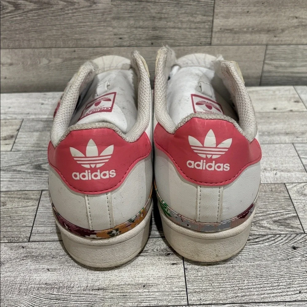 Adidas Superstar Floral Pink and White Shoes